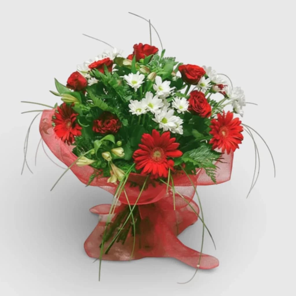 Bouquet de roses et de chrysanthèmes ' Fantaisie florale '