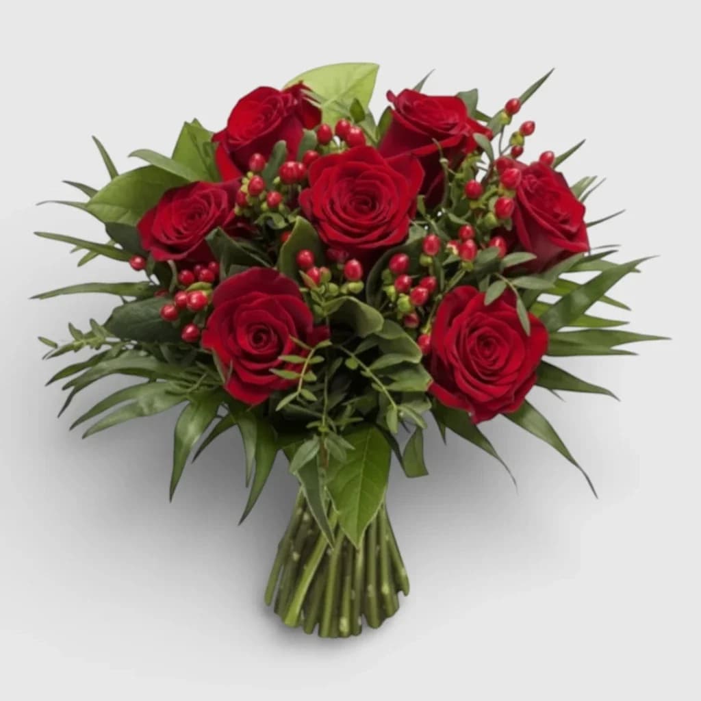 Bouquet de 7 roses rouges ' Flamme '