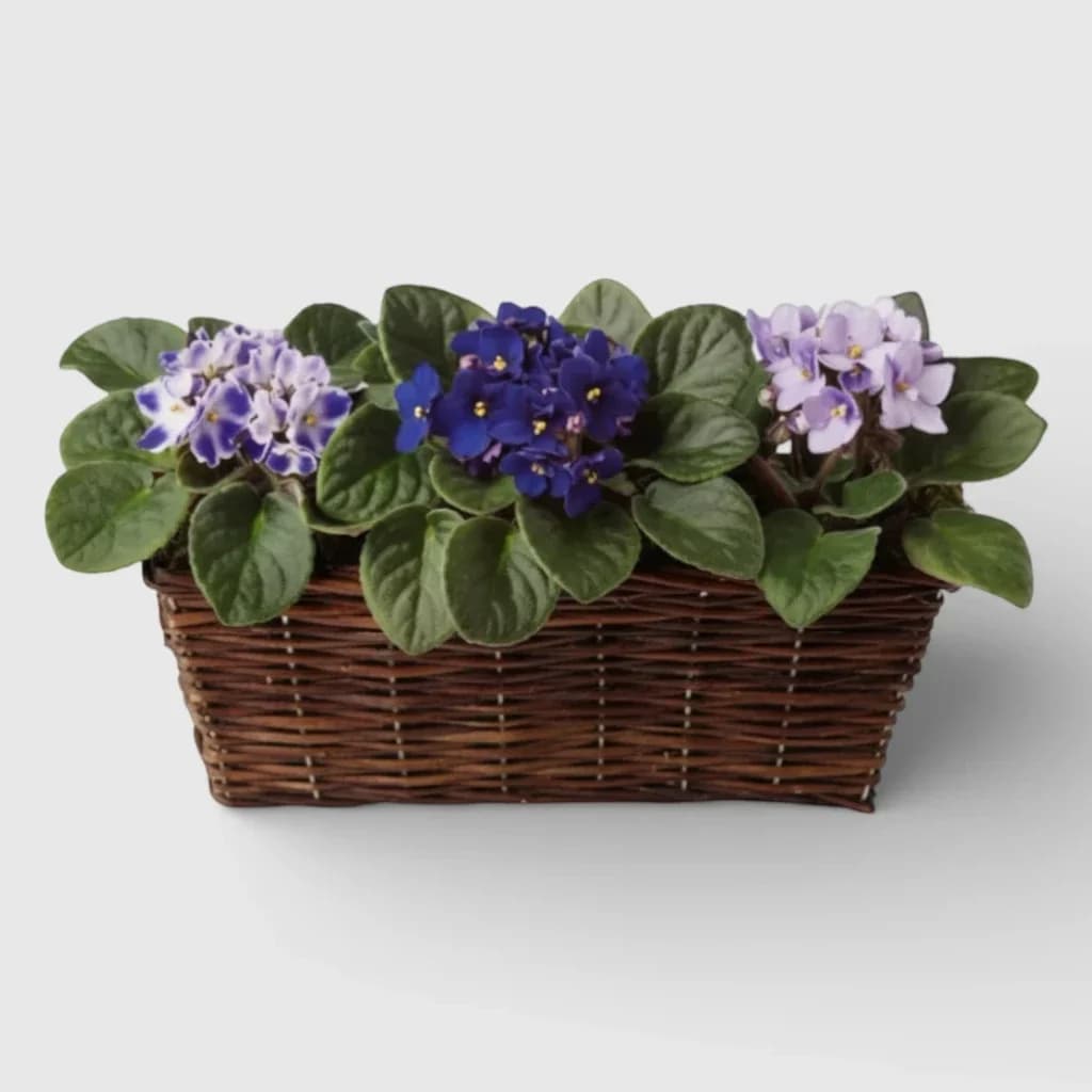 Panier de violettes ' Doux Trio '