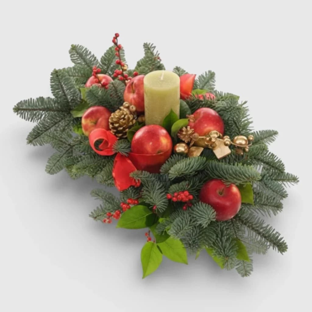 Composition de branches de pin ' Matin de Noël '
