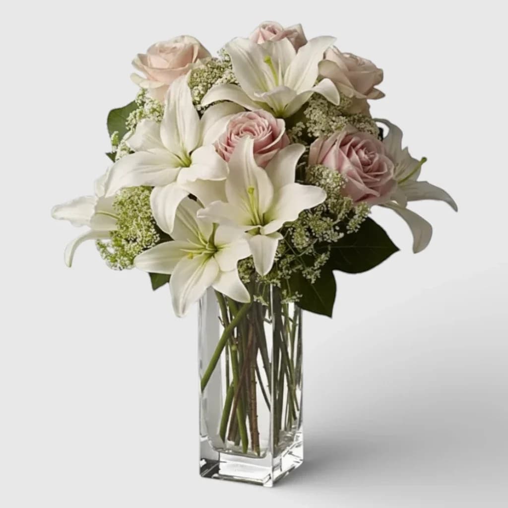 Bouquet de roses et de lys ' Ma Lily '