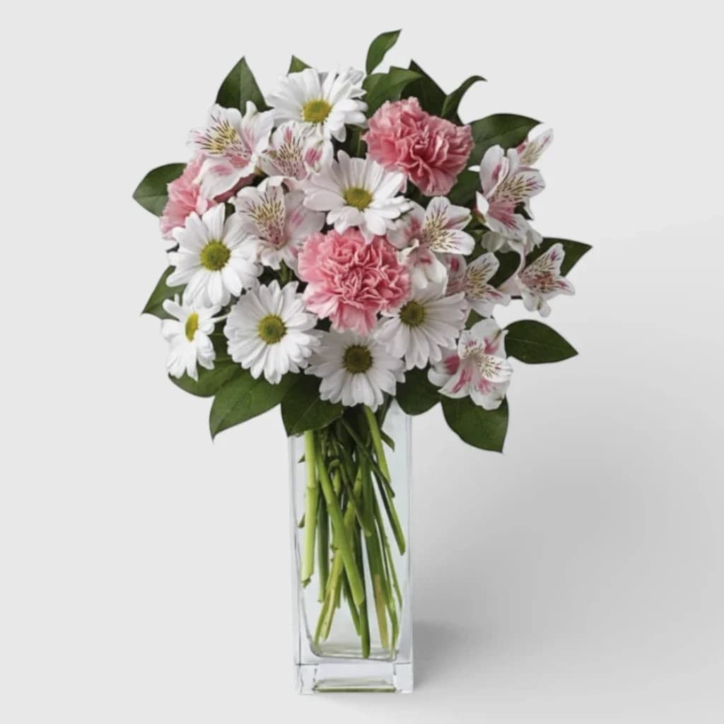 Un bouquet d'alstroemères, de œillets et de chrysanthèmes