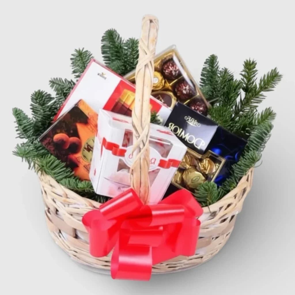 Panier cadeau de chocolats ' Pour les Aimés '