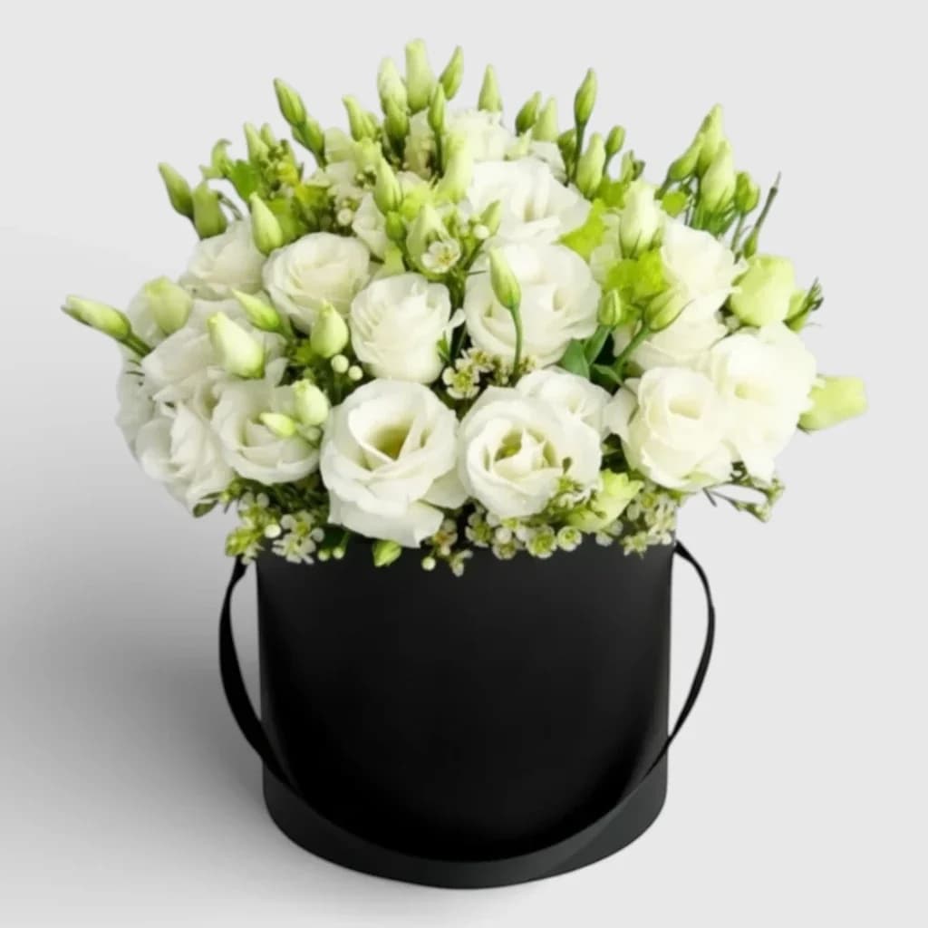 Lisianthus blanc en boîte