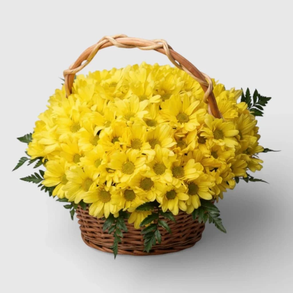 Panier de fleurs ' Chrysanthèmes jaunes '