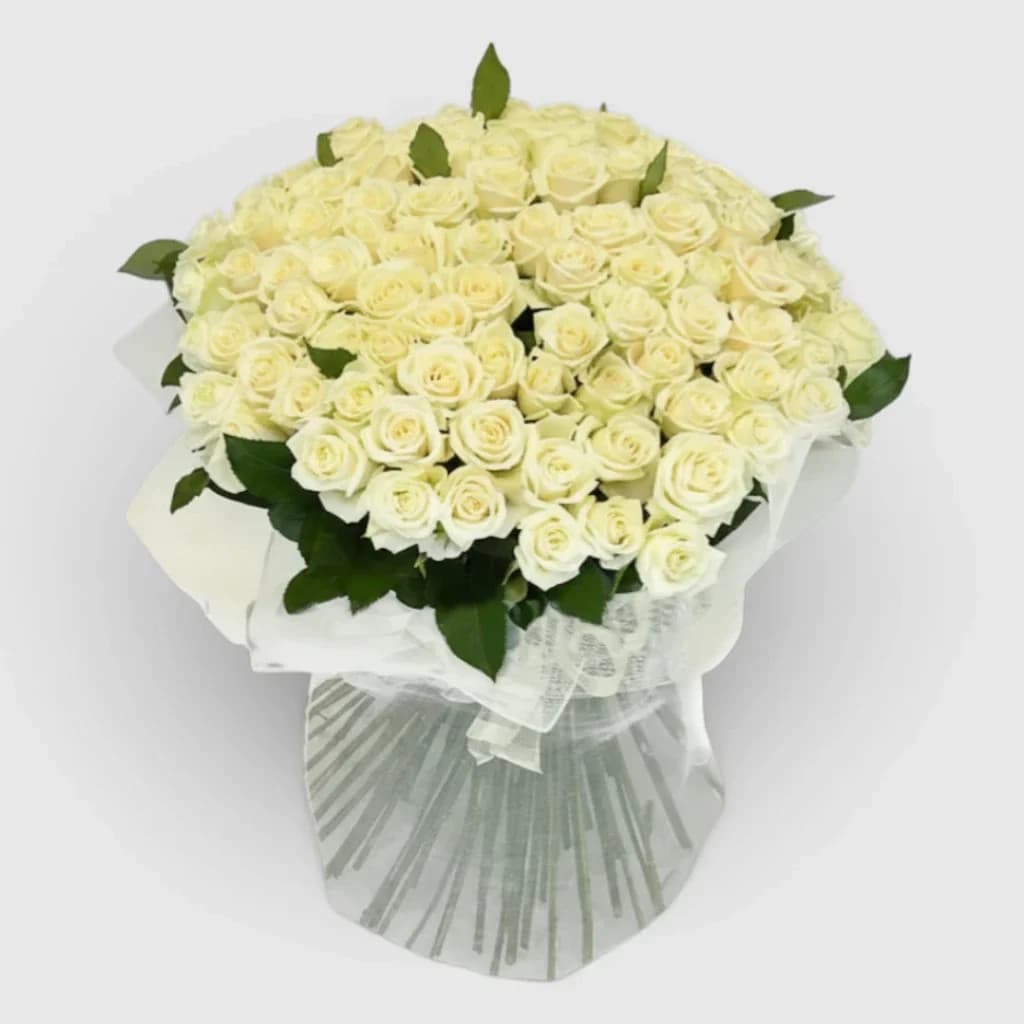 Bouquet VIP de 101 roses blanches ' Tendresse '