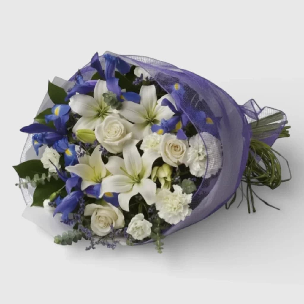 Bouquet de roses, lys et iris ' Maree Montante '