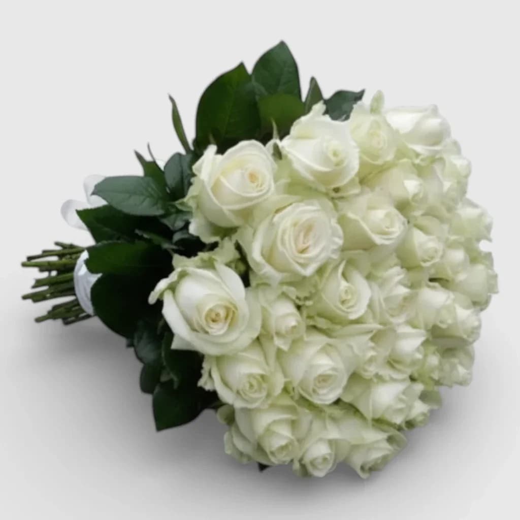 Bouquet de 35 roses blanches ' Roses tendres '