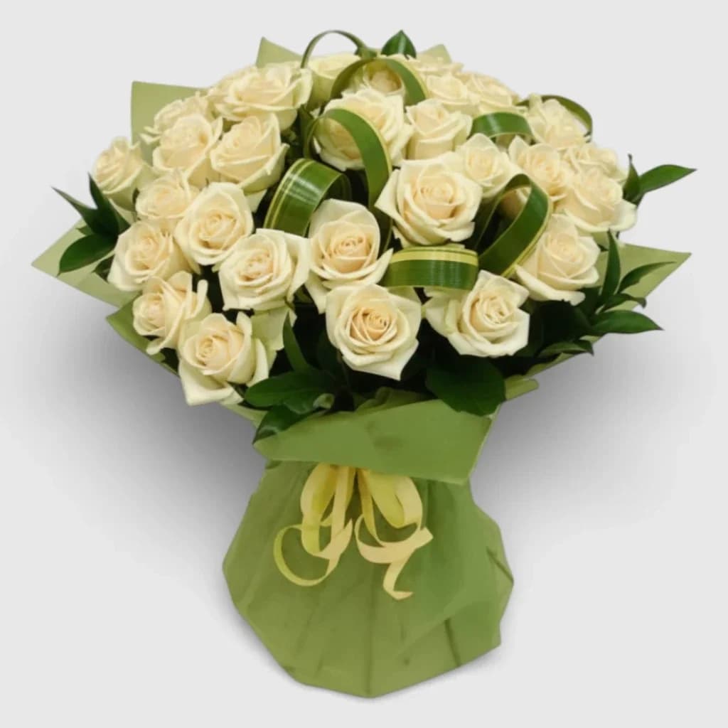 Bouquet de 35 roses blanches ' Matin magique '