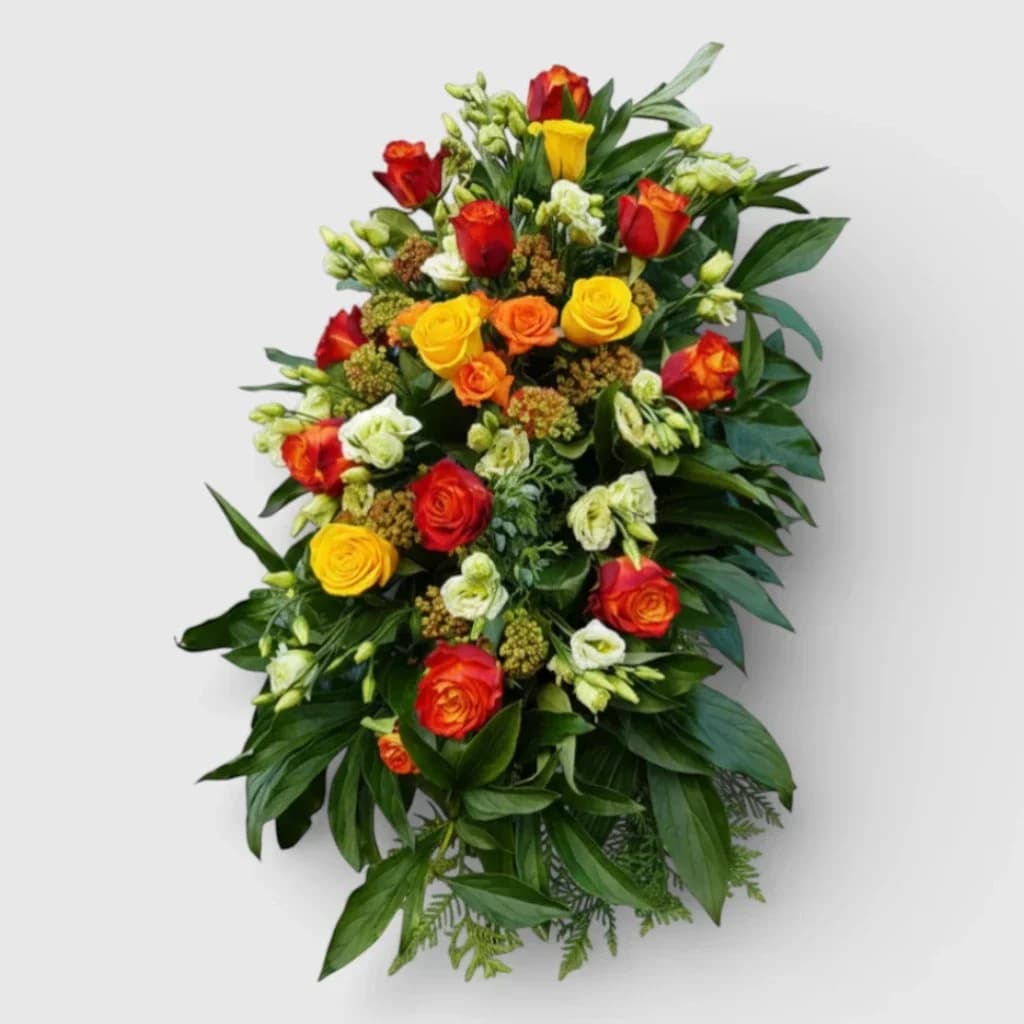 Composition de roses et d'eustomas