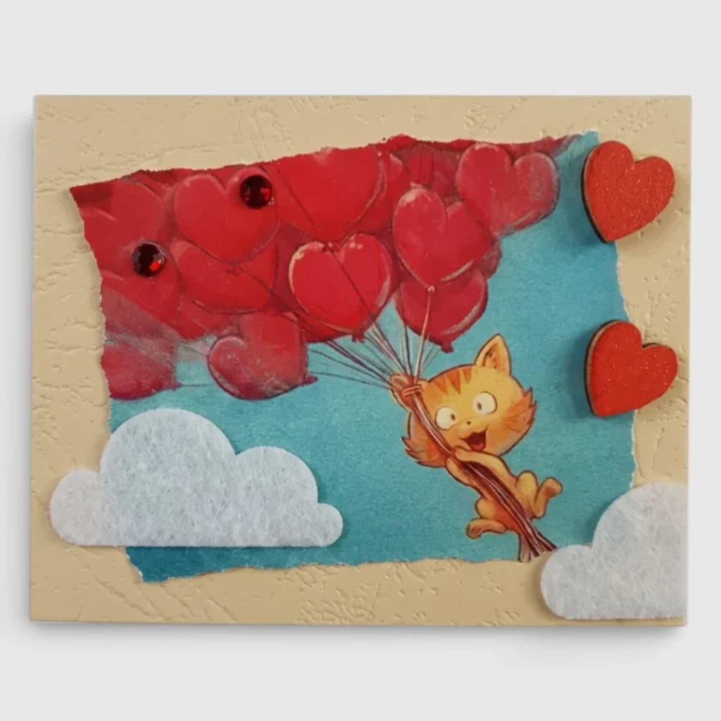 Carte ' Chaton avec des petits cœurs ' n°1