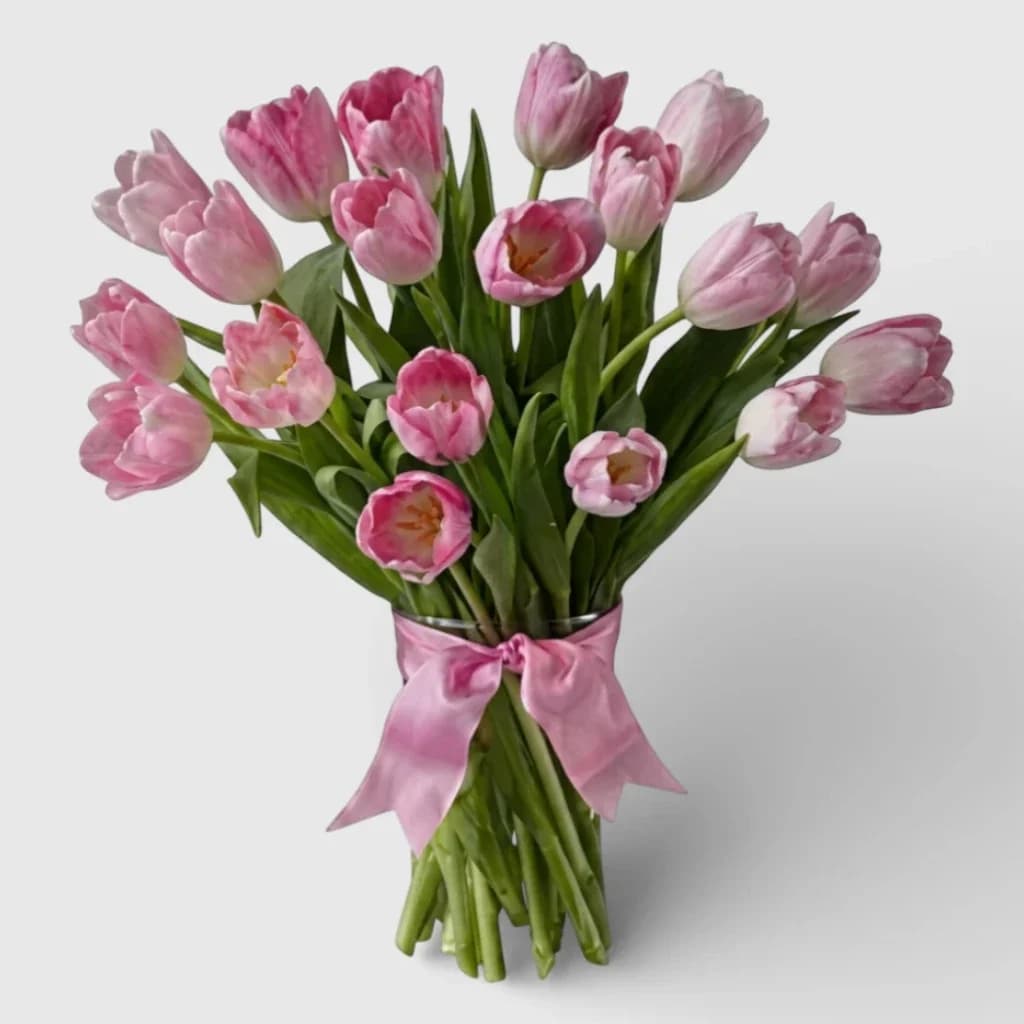 Bouquet de 21 tulipes roses ' Charme '