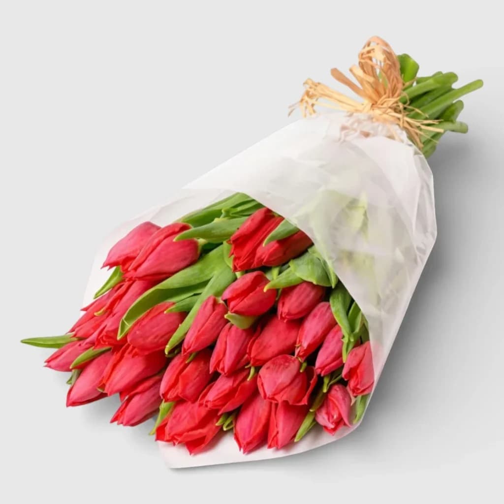 Bouquet de 39 tulipes rouges