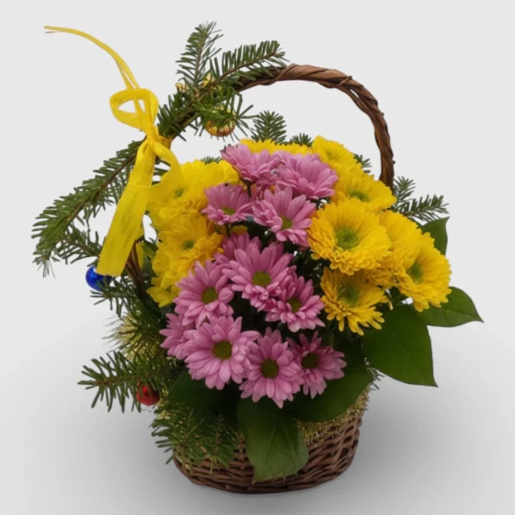 Corbeille de chrysanthèmes ' Jeu forestier '