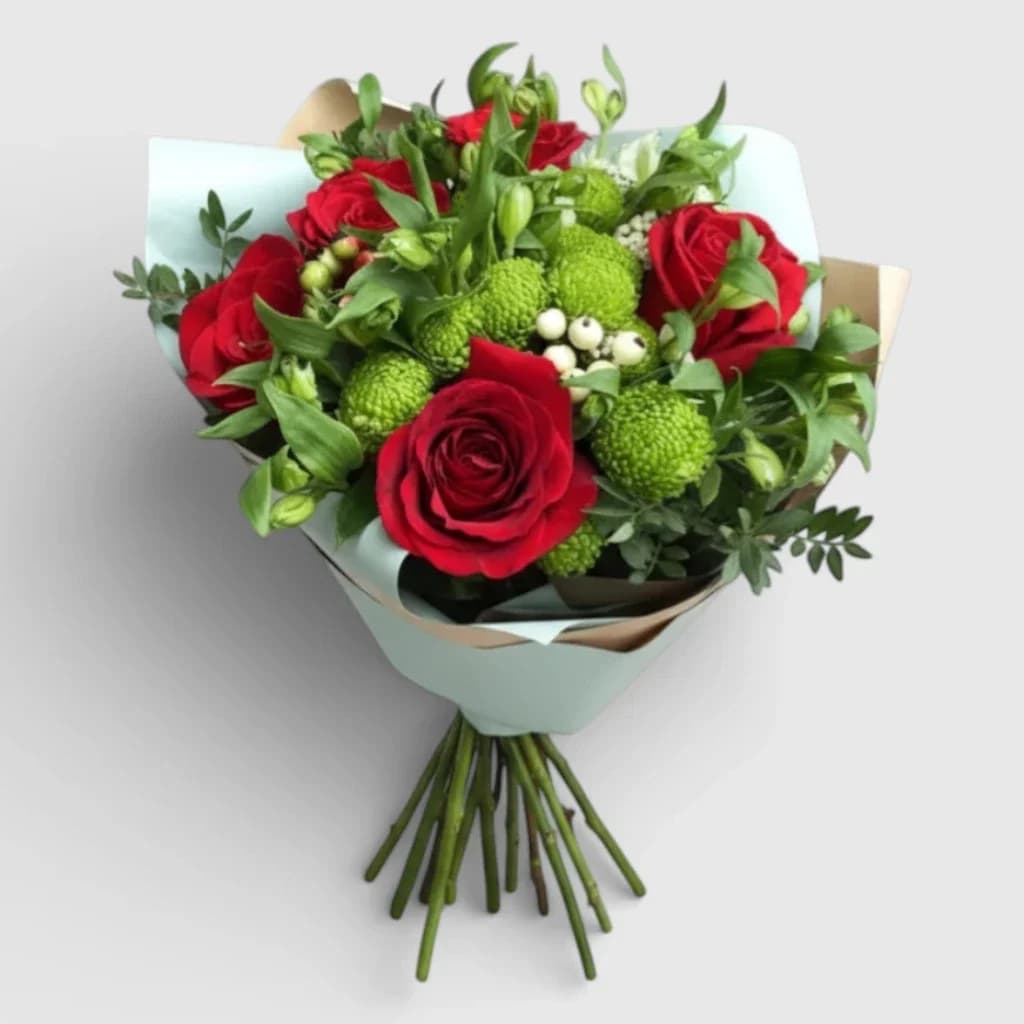 Bouquet de roses et d'alstroemères ' Charmant '