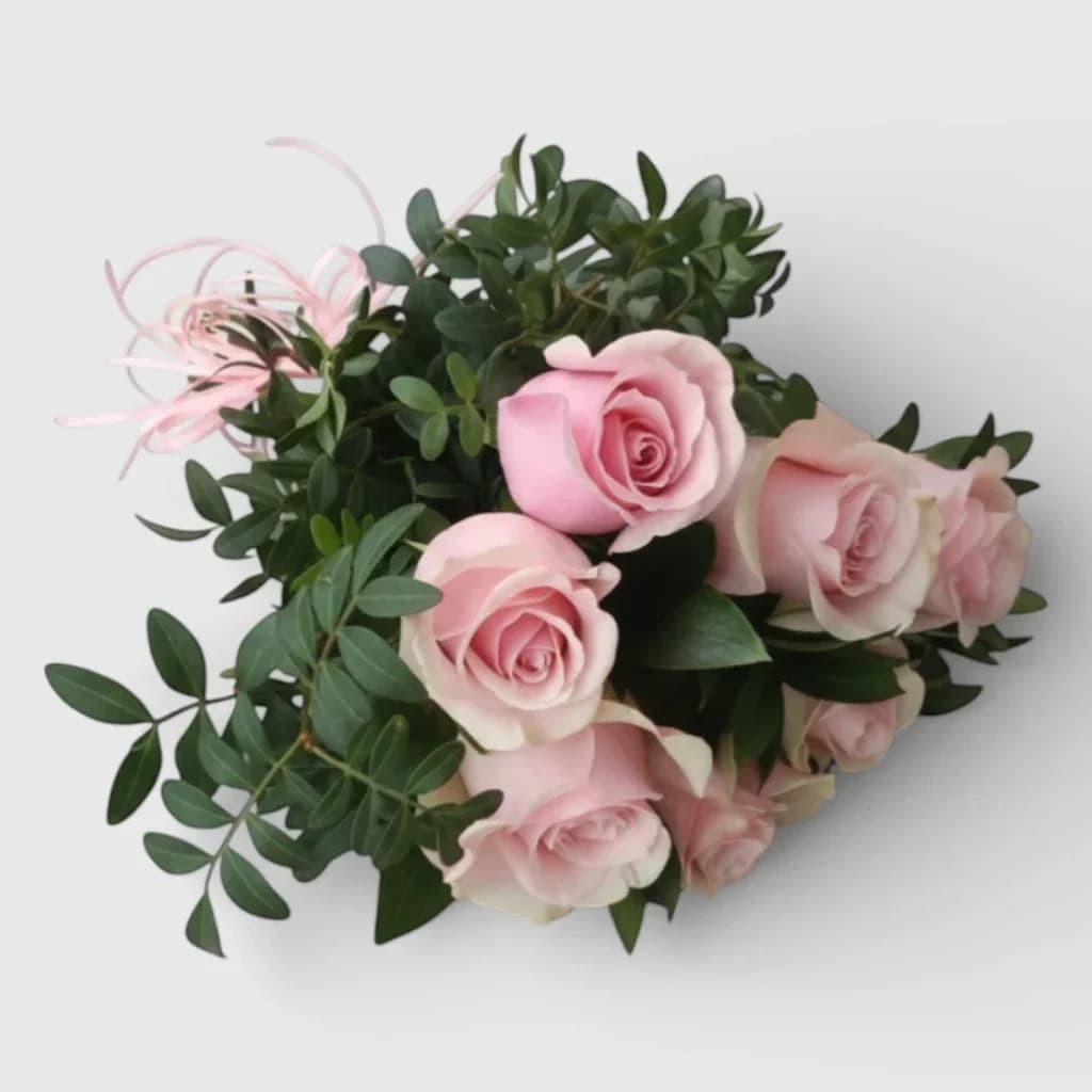 Un bouquet de 7 roses roses