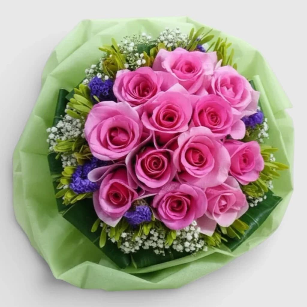 Bouquet de 11 roses roses ' Roses Chaudes '