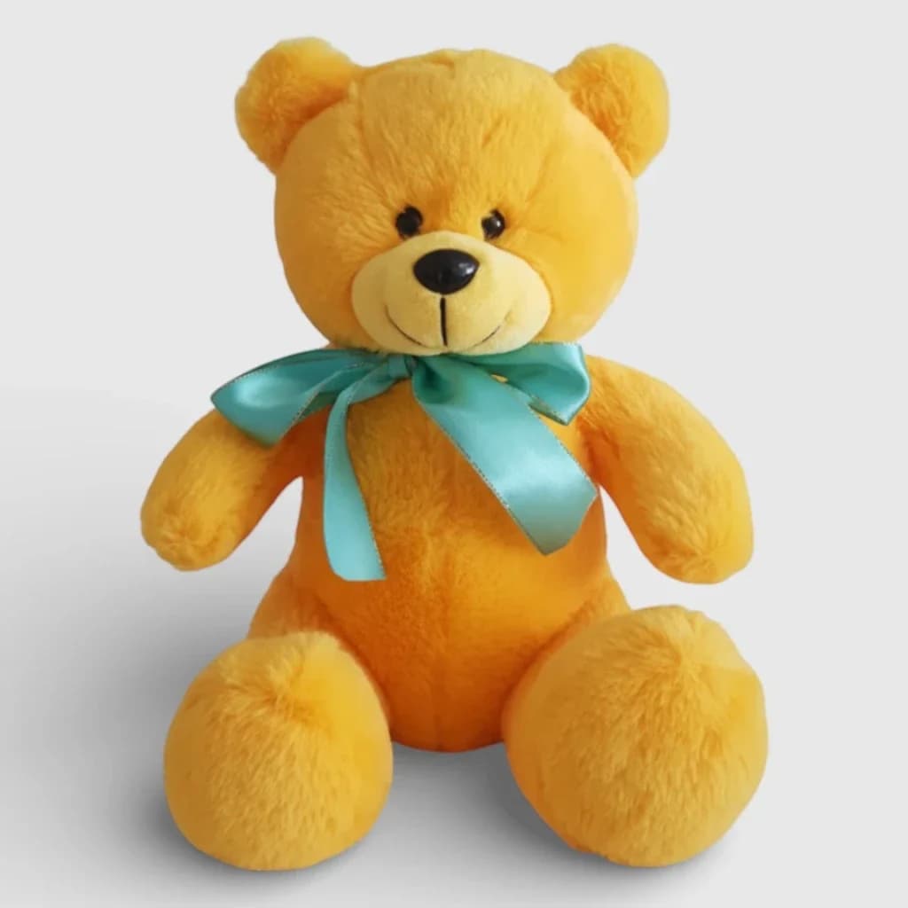 Ours en peluche avec un nœud, jaune
