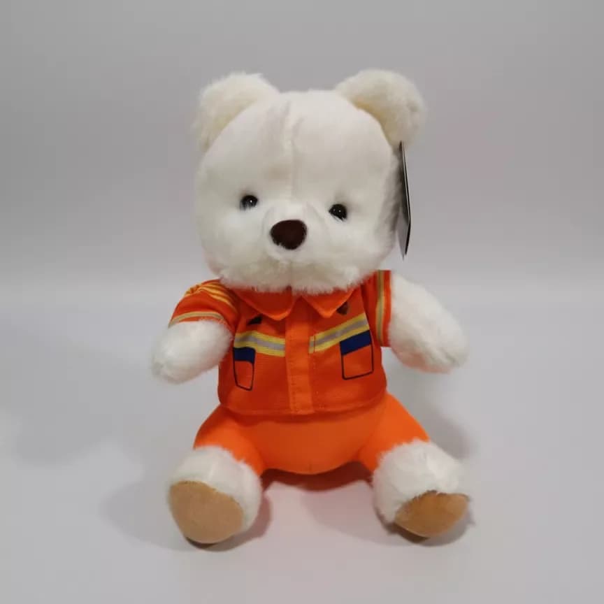 Ours en peluche en costume, blanc
