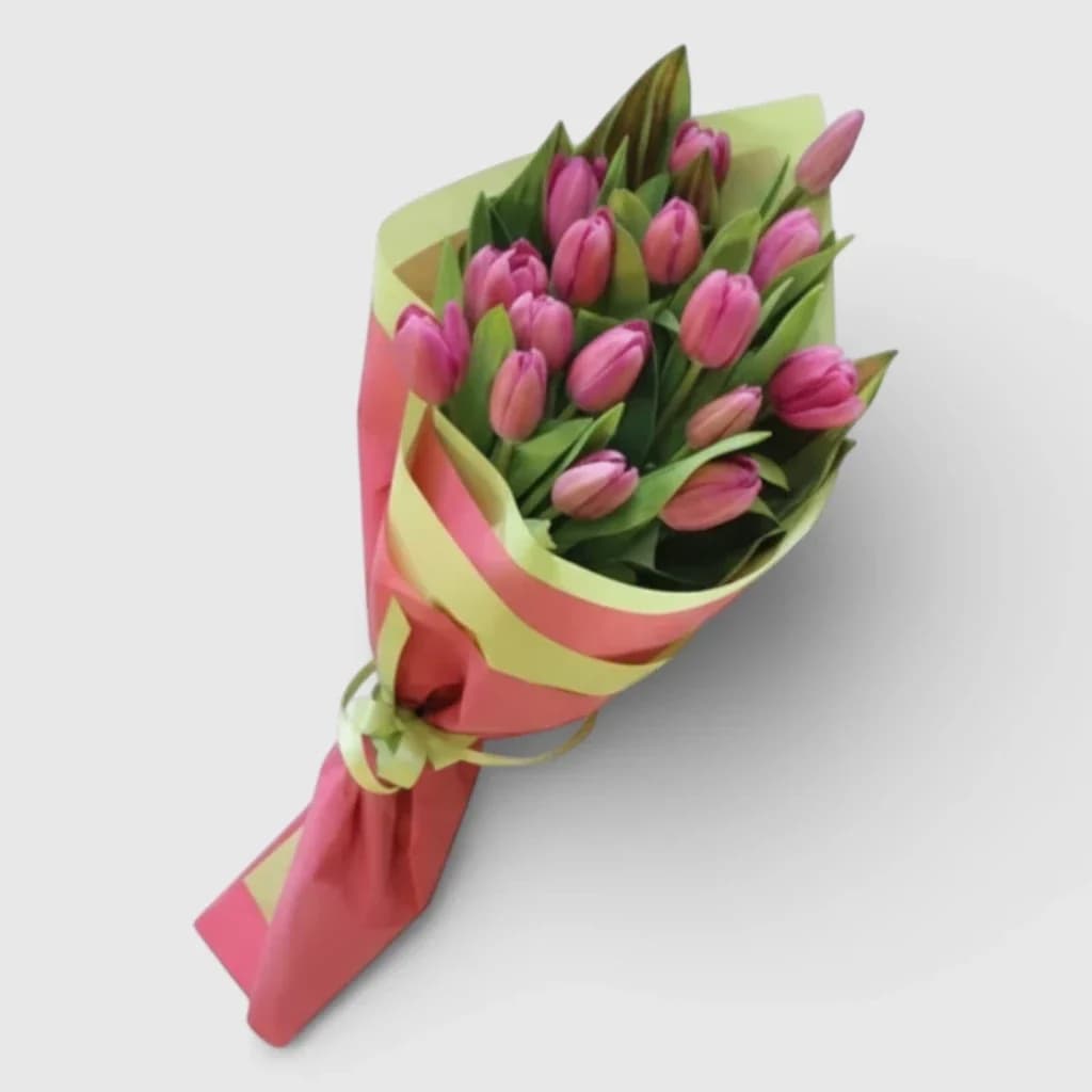 Bouquet de 17 tulipes roses